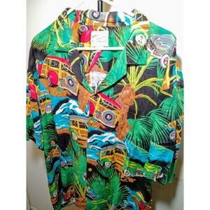 Vtg Mens XL Diamond Head Sportswear Hawaiian Shirt Woodie Waves Windmill Palms